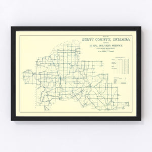 Vintage Map of Scott County, Indiana 1910
