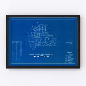 Vintage Map of Scott County, Indiana 1936