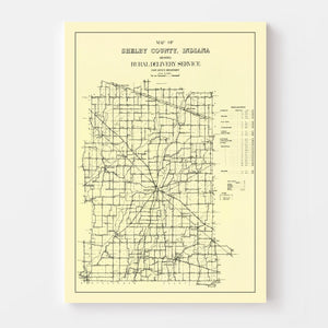 Vintage Map of Shelby County, Indiana 1909