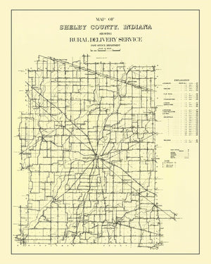 Vintage Map of Shelby County, Indiana 1909