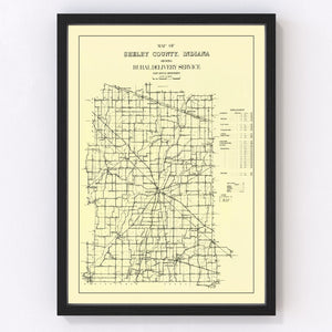 Vintage Map of Shelby County, Indiana 1909
