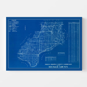 Vintage Map of Spencer County, Indiana 1936