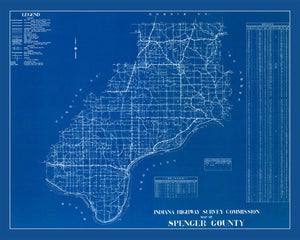 Vintage Map of Spencer County, Indiana 1936