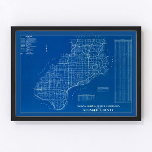 Vintage Map of Spencer County, Indiana 1936