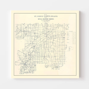 Vintage Map of St. Joseph County, Indiana 1910