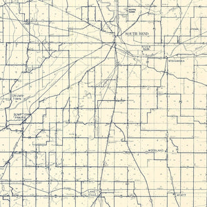 Vintage Map of St. Joseph County, Indiana 1910