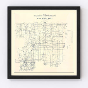 Vintage Map of St. Joseph County, Indiana 1910