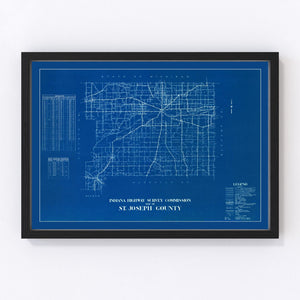 Vintage Map of St. Joseph County, Indiana 1936