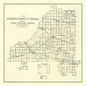 Vintage Map of Starke County, Indiana 1909