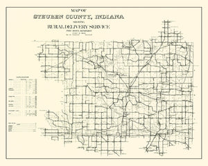 Vintage Map of Steuben County, Indiana 1910