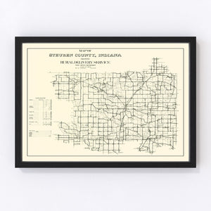 Vintage Map of Steuben County, Indiana 1910