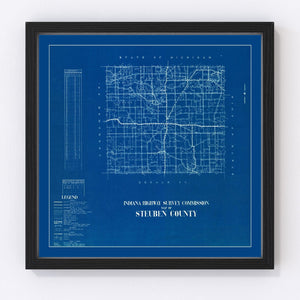 Vintage Map of Steuben County, Indiana 1936