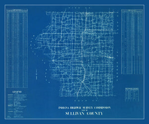 Vintage Map of Sullivan County, Indiana 1936
