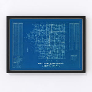Vintage Map of Sullivan County, Indiana 1936