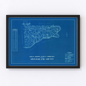 Vintage Map of Switzerland County, Indiana 1936