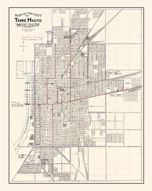 Vintage Map of Terre Haute, Indiana 1907
