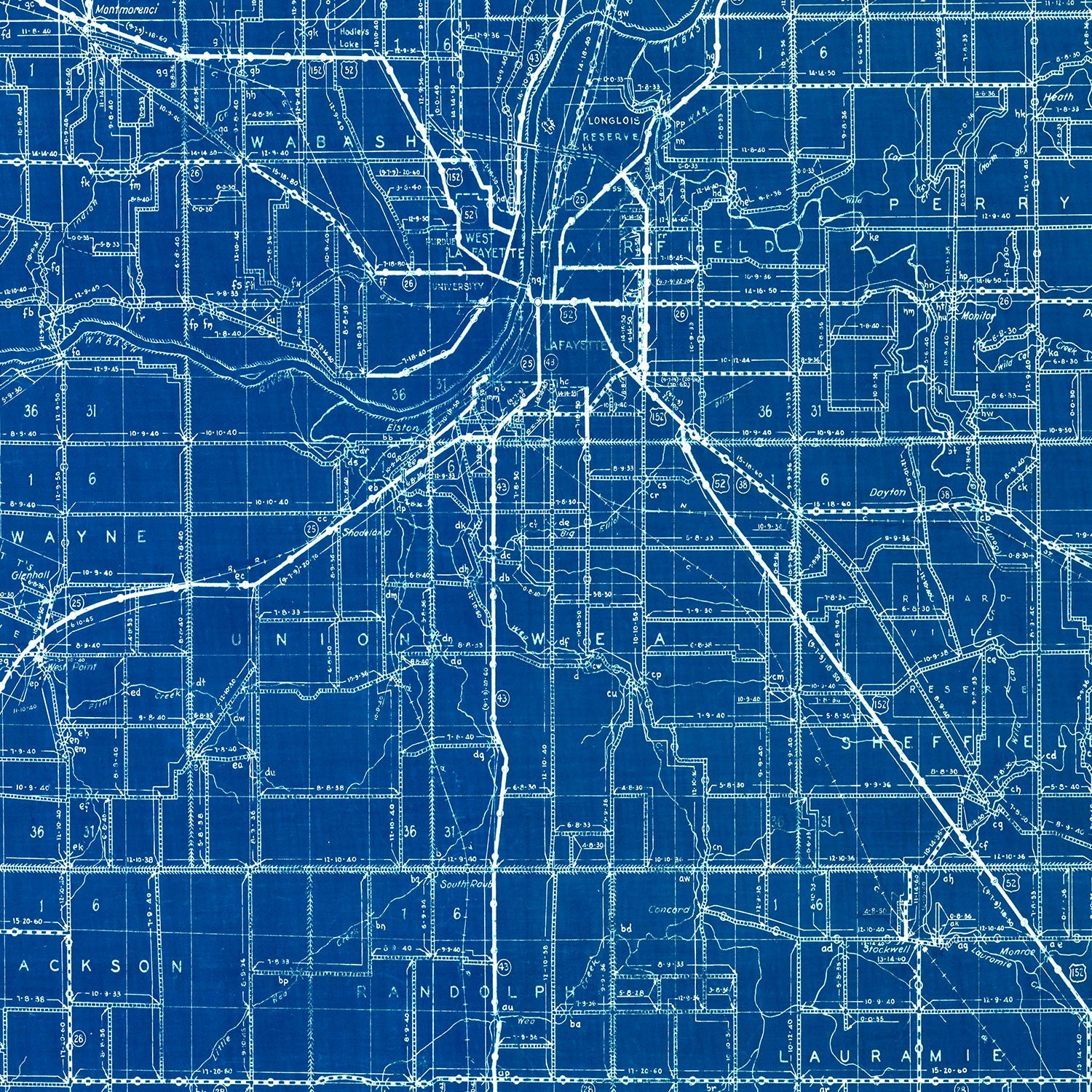Vintage Map of Tippecanoe County, Indiana 1936