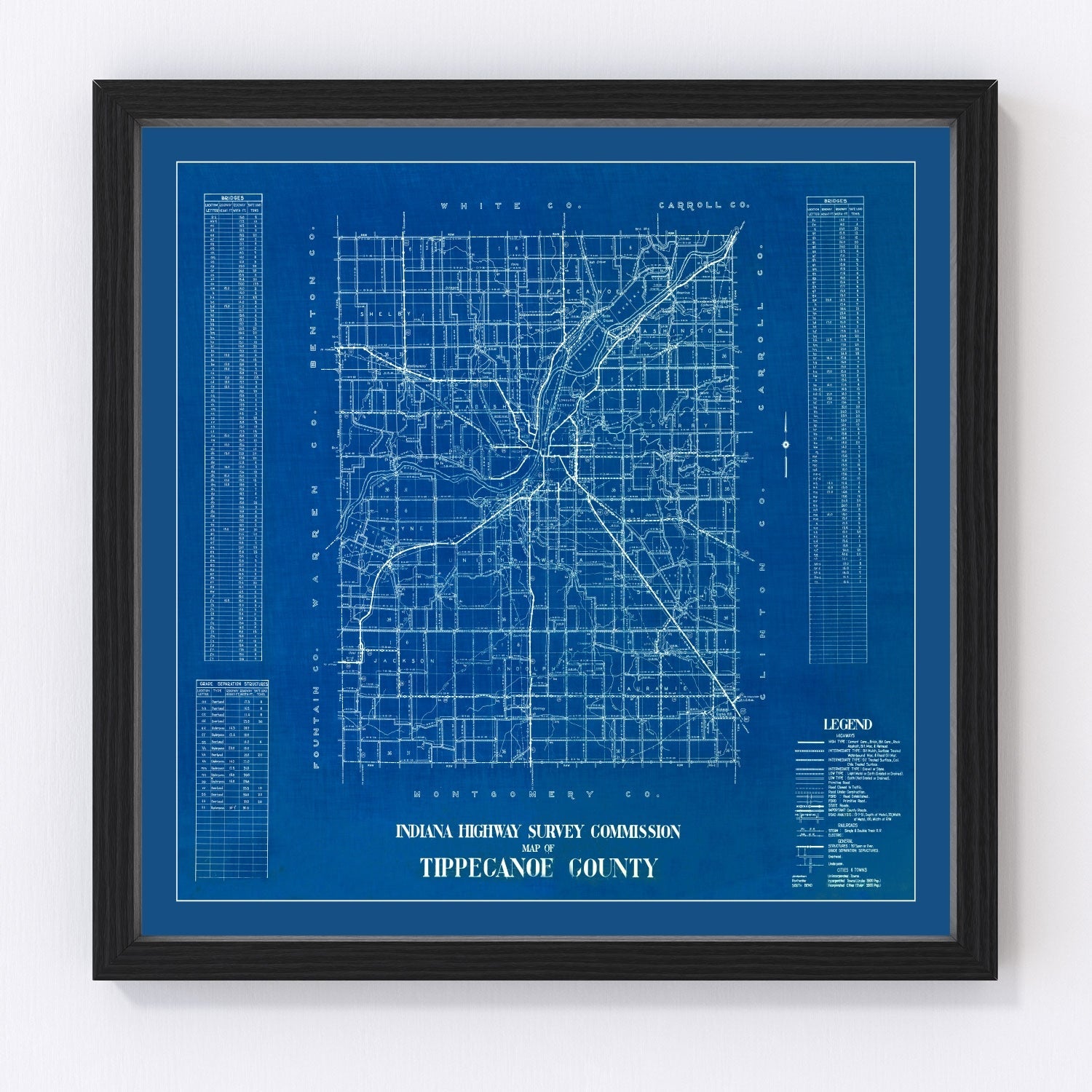 Vintage Map of Tippecanoe County, Indiana 1936