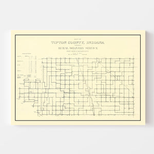 Vintage Map of Tipton County, Indiana 1910