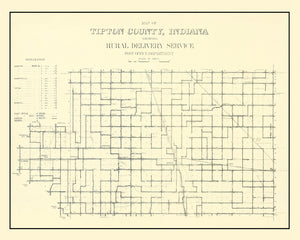 Vintage Map of Tipton County, Indiana 1910