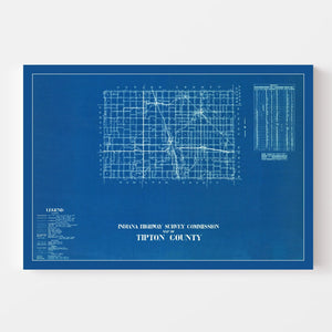 Vintage Map of Tipton County, Indiana 1936