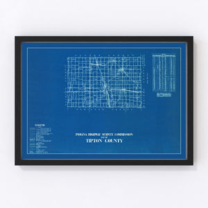 Vintage Map of Tipton County, Indiana 1936
