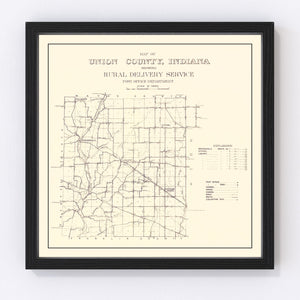 Vintage Map of Union County, Indiana 1911