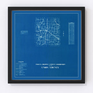 Vintage Map of Union County, Indiana 1936