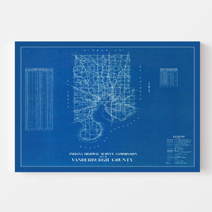Vintage Map of Vanderburgh County, Indiana 1936