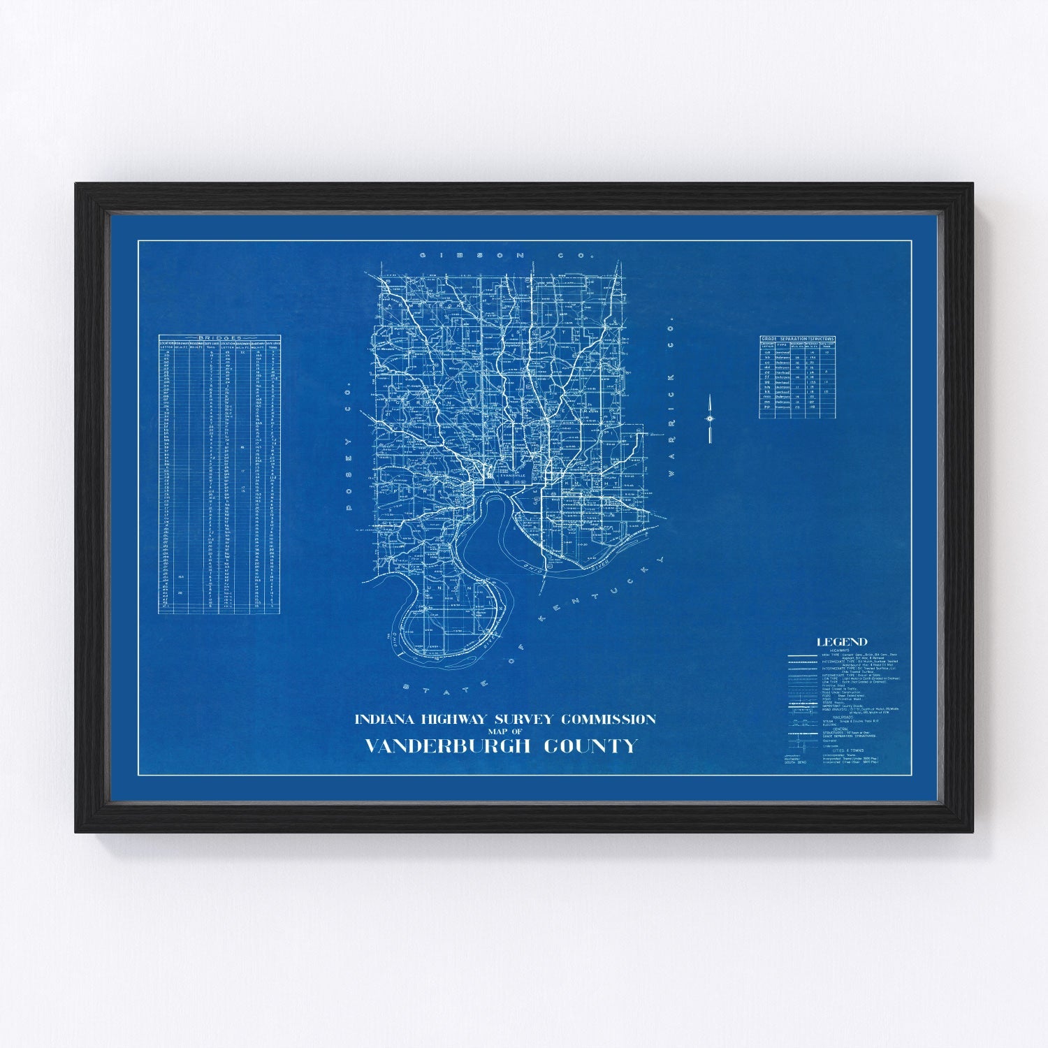 Vintage Map of Vanderburgh County, Indiana 1936