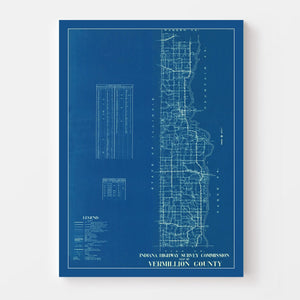 Vintage Map of Vermillion County, Indiana 1936