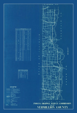 Vintage Map of Vermillion County, Indiana 1936