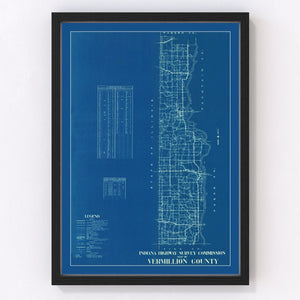 Vintage Map of Vermillion County, Indiana 1936