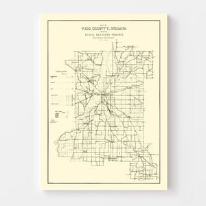 Vintage Map of Vigo County, Indiana 1909