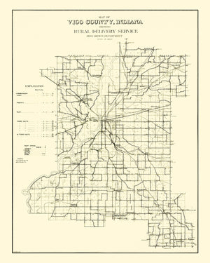 Vintage Map of Vigo County, Indiana 1909