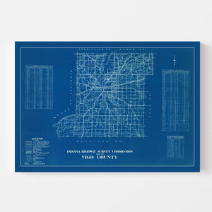 Vintage Map of Vigo County, Indiana 1936