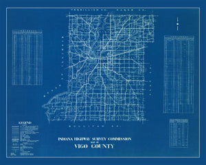 Vintage Map of Vigo County, Indiana 1936