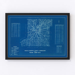 Vintage Map of Vigo County, Indiana 1936