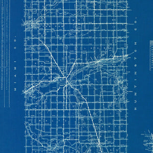 Vintage Map of Wabash County, Indiana 1936