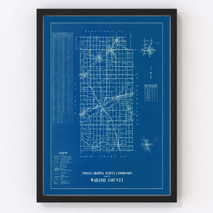 Vintage Map of Wabash County, Indiana 1936