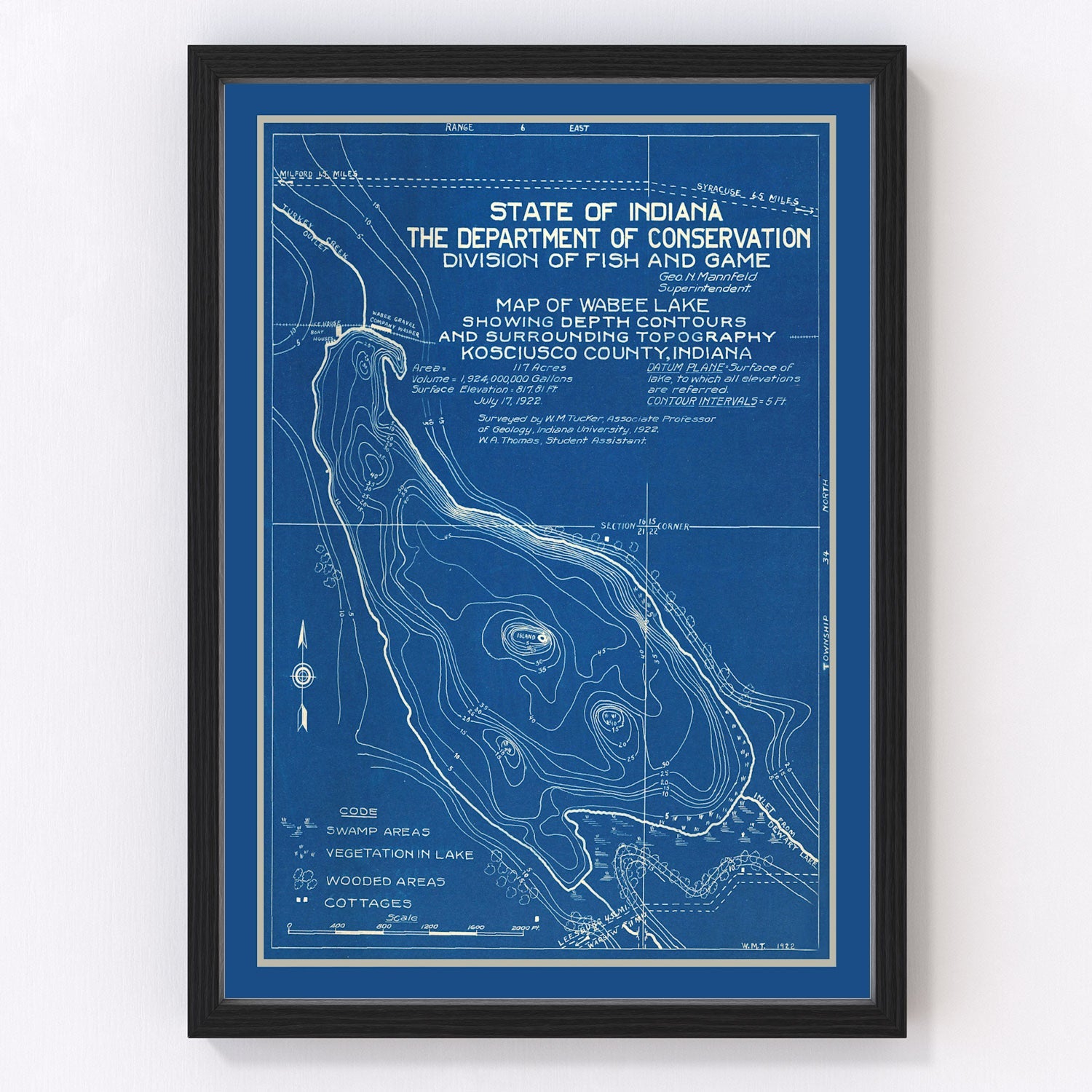 Vintage Wabee Lake Indiana 1922