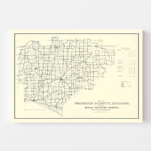 Vintage Map of Warrick County, Indiana 1910
