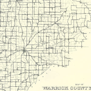 Vintage Map of Warrick County, Indiana 1910