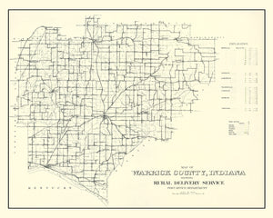 Vintage Map of Warrick County, Indiana 1910
