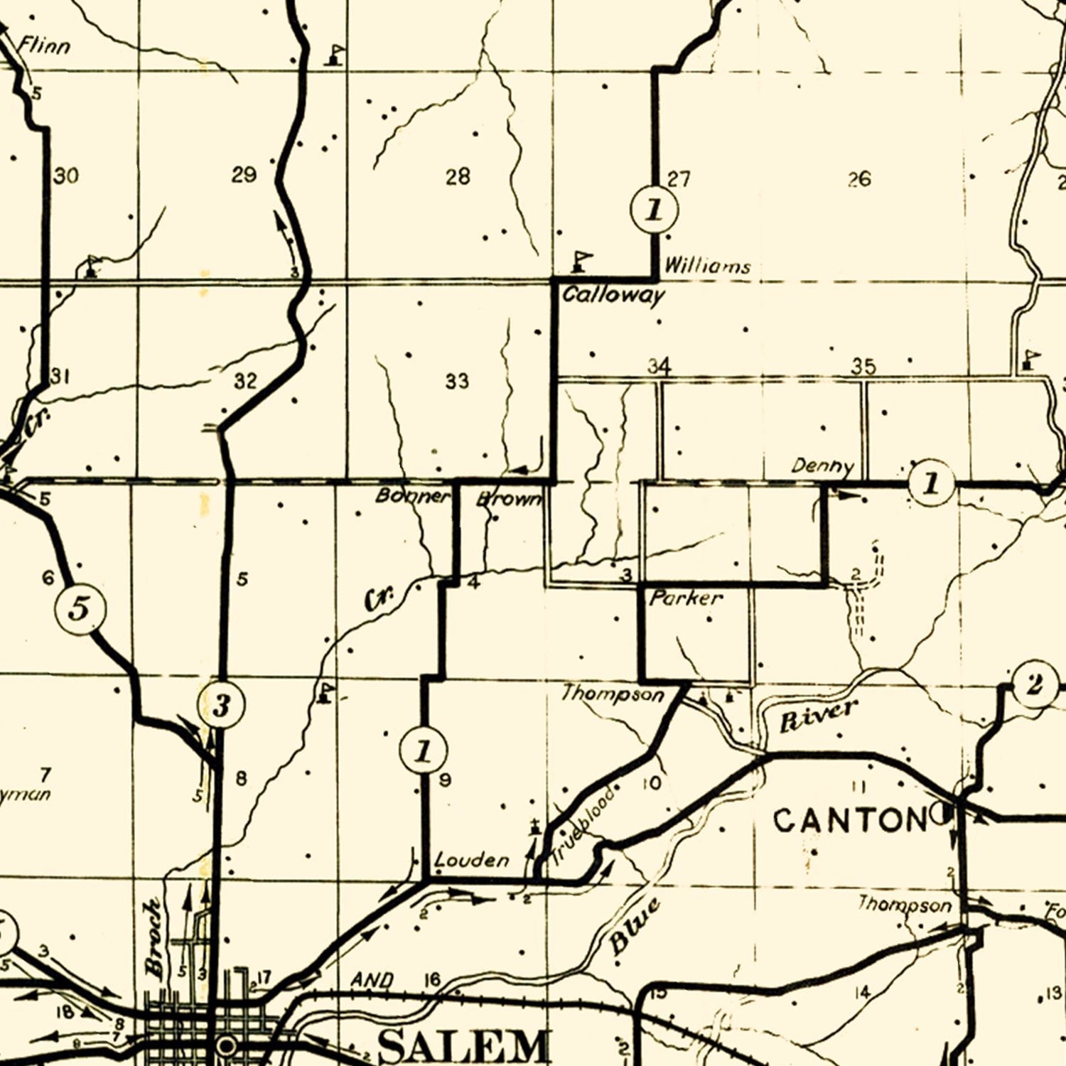 Vintage Map of Washington County, Indiana 1910