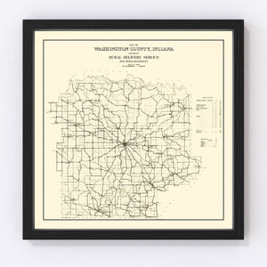 Vintage Map of Washington County, Indiana 1910