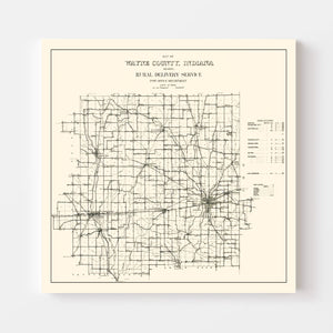 Vintage Map of Wayne County, Indiana 1910