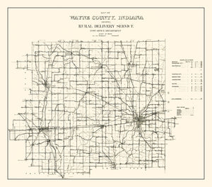 Vintage Map of Wayne County, Indiana 1910