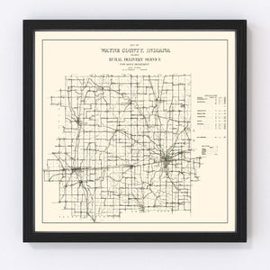 Vintage Map of Wayne County, Indiana 1910
