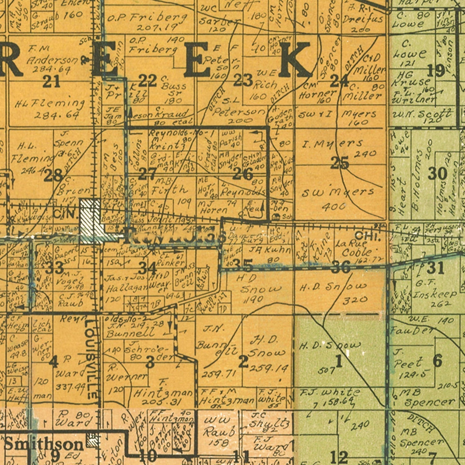 Vintage Map of White County, Indiana 1910